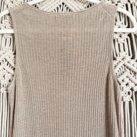 Banana Republic Tan Linen Blend Ribbed Midi Dress NWT MP - Picture 7 of 8